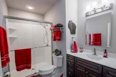 bathroom remodel in Madison WI with a Badger football theme