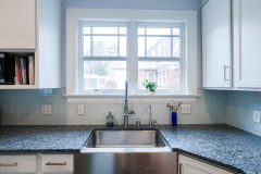 Newly installed windows above a kitchen sink